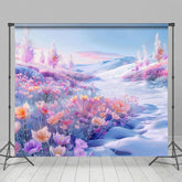 Aperturee - Aperturee Floral Winter Ice Path Winter Photography Backdrop